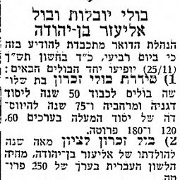 בול דואר לזכר בן-יהודה, 1959